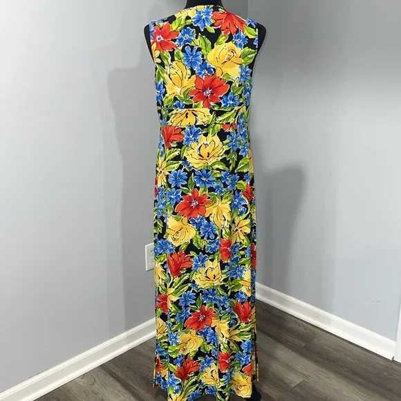 Rafaella women’s size large floral pattern maxi dress with side slits stretchy - Picture 7 of 16